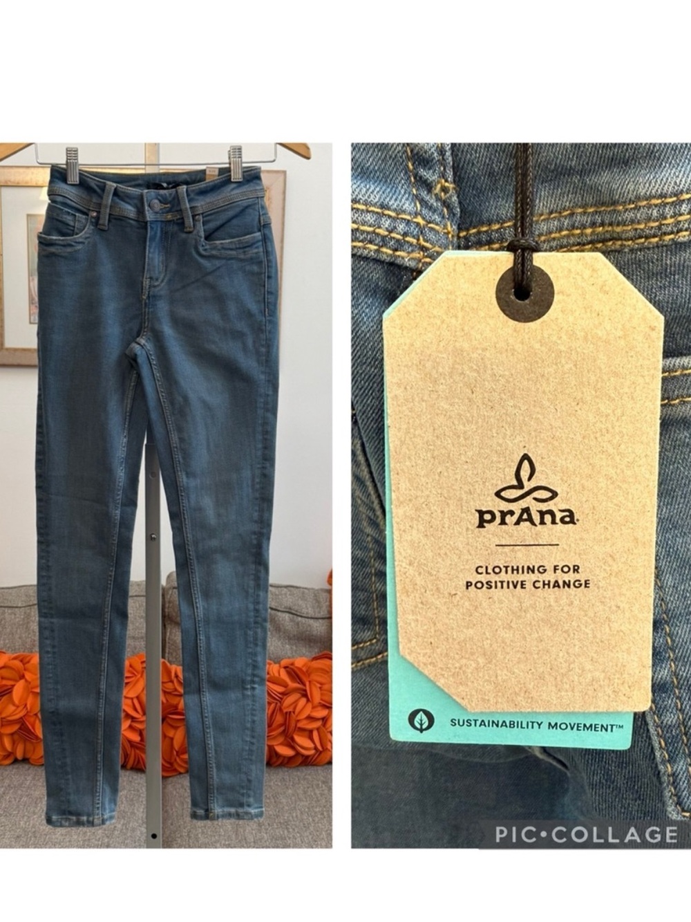 ❣️🆕prAna Soma Skinny Jeans Organic Cotton Mid Rise classic blue❣️